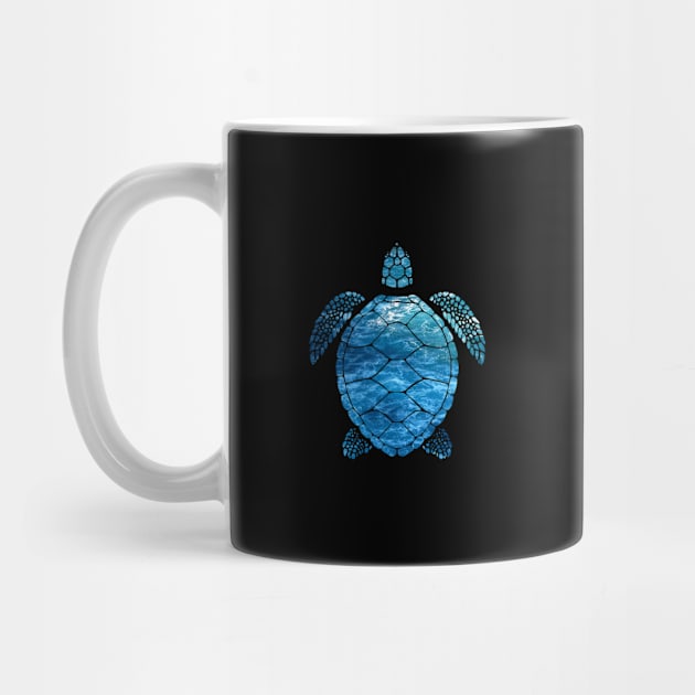 Cute Ocean Wave Turtle - Hawaiian Sea Turquoise Turtle Black by mangobanana